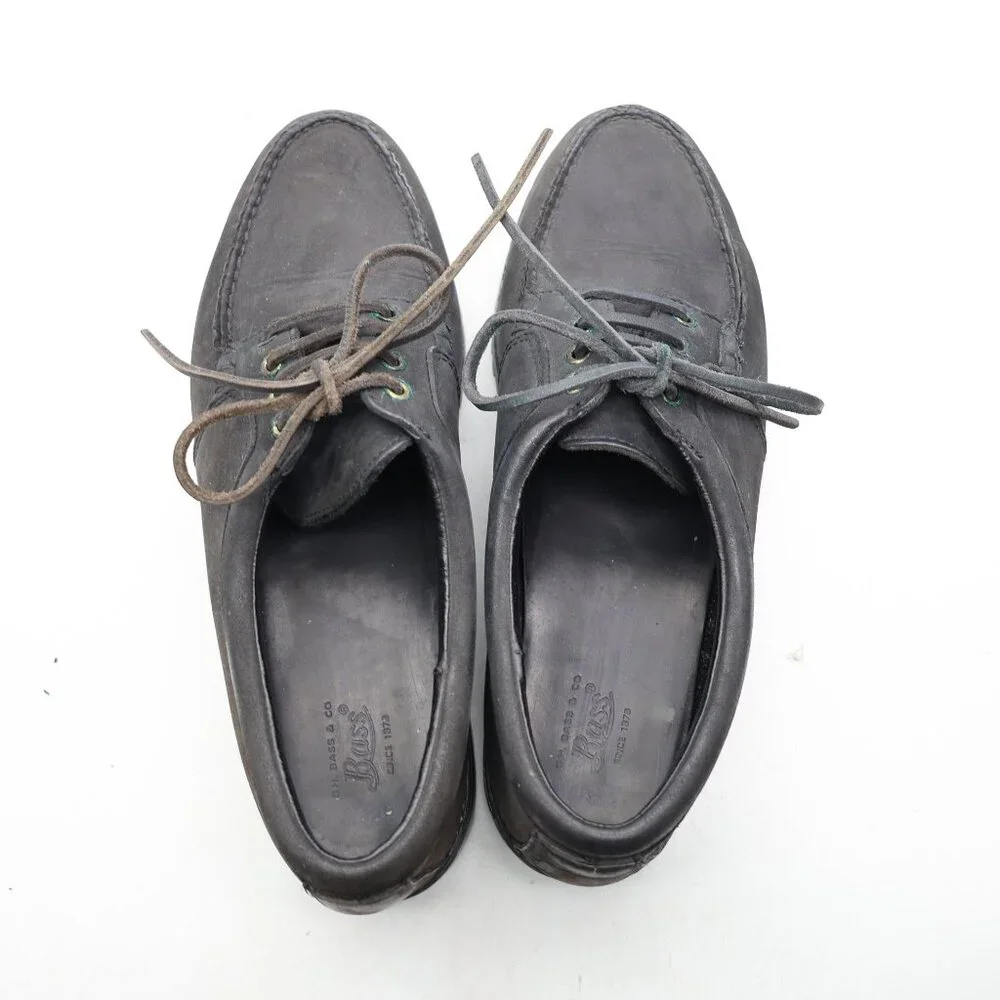 GH Bass Black Nubuck Men's US Size 10.5 M Leather Boat Loafer Shoes